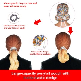 Scrub Cap with Buttons - Cotton Cap with Sweatband, Adjustable Ponytail Working Cap, Tie Back Hats for Women (Gradient Blue)