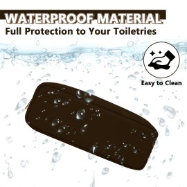 Small Pencil Case Makeup Bag for Purse, Cute Pencil Pouch Preppy Nylon Makeup Brush Bag with Zipper , Girls Portable Stationery Storage Case Small Pen Bag for Office School College(Slim-Chocolate)