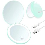 Giazee Lighted Compact Mirror, Rechargeable 1X/10X Magnifying Makeup Mirror Portable Natural Daylight Led Travel Makeup Mirror Small Dimmable Illuminated Mirror for Handbag