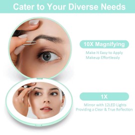 Giazee Lighted Compact Mirror, Rechargeable 1X/10X Magnifying Makeup Mirror Portable Natural Daylight Led Travel Makeup Mirror Small Dimmable Illuminated Mirror for Handbag Giazee Lighted Compact Mirror, Rechargeable 1X/10X Magnifying Makeup Mirror Portable Natural Daylight Led Travel Makeup Mirror Small Dimmable Illuminated Mirror for Handbag