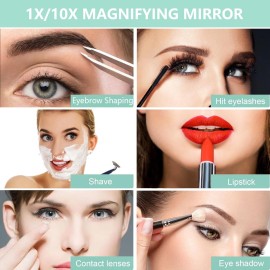 Giazee Lighted Compact Mirror, Rechargeable 1X/10X Magnifying Makeup Mirror Portable Natural Daylight Led Travel Makeup Mirror Small Dimmable Illuminated Mirror for Handbag Giazee Lighted Compact Mirror, Rechargeable 1X/10X Magnifying Makeup Mirror Portable Natural Daylight Led Travel Makeup Mirror Small Dimmable Illuminated Mirror for Handbag