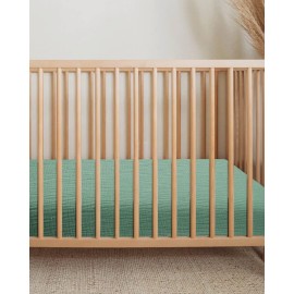 Mini Crib Sheets for Baby Boy Girl, Neutral Mini Crib Mattress Sheet 24 x 38, Muslin Nursery Bedding Soft and Breathable Comfort(Roman Green)