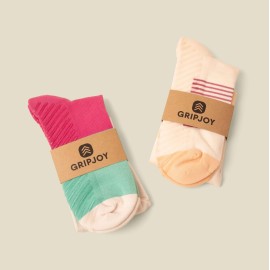 Gripjoy Compression Socks with Grips, 15-20mmHg, Support & Stability for Circulation, Travel, Pregnancy, Nurses