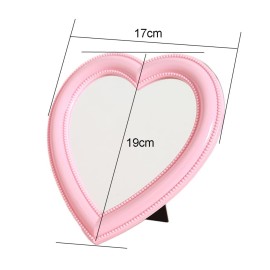 1 Piece Small Heart Shaped Makeup Mirror Tabletop Cosmetic Mirror Heart Makeup Mirror Vanity Makeup Mirror Lovely Mirror Wall Desktop Cosmetic Mirror for Women Lady, 6.7 x 7.5 Inches, Light-Pink