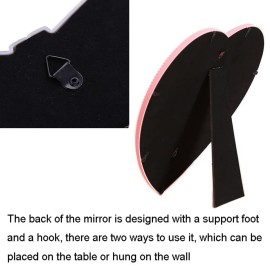 1 Piece Small Heart Shaped Makeup Mirror Tabletop Cosmetic Mirror Heart Makeup Mirror Vanity Makeup Mirror Lovely Mirror Wall Desktop Cosmetic Mirror for Women Lady, 6.7 x 7.5 Inches, Light-Pink