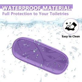 UIXIZQ Clear Small Pencil Pouch Makeup Bag for Purse,Nylon&PVC Pencil Case Waterproof Makeup Brush Holder with Zipper,Preppy Transparent Pen Bag Travel Cosmetic Bag for Women Men Office(Slim-Purple)