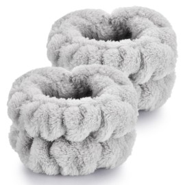 2 Pcs Wrist Towels for Washing Face-Dorbetar, Microfiber Wrist Bands for Washing Face, Spa Wristbands for Washing Face, Face Wash Wristbands, Arm Bands for Washing Face for Woman ChildrenPale Gray