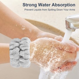 2 Pcs Wrist Towels for Washing Face-Dorbetar, Microfiber Wrist Bands for Washing Face, Spa Wristbands for Washing Face, Face Wash Wristbands, Arm Bands for Washing Face for Woman ChildrenPale Gray