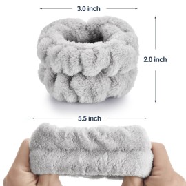2 Pcs Wrist Towels for Washing Face-Dorbetar, Microfiber Wrist Bands for Washing Face, Spa Wristbands for Washing Face, Face Wash Wristbands, Arm Bands for Washing Face for Woman ChildrenPale Gray