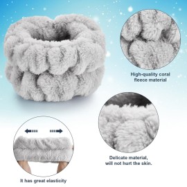 2 Pcs Wrist Towels for Washing Face-Dorbetar, Microfiber Wrist Bands for Washing Face, Spa Wristbands for Washing Face, Face Wash Wristbands, Arm Bands for Washing Face for Woman ChildrenPale Gray