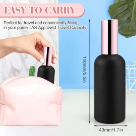 DMuuuDM 6 Pack 3.4 Oz Black Frosted Glass Spray Bottles,Empty Perfume Fine Mist Atomizer,Rose-Golden Pump Head Travel Liquid Holder Containers for Cologne,Essential Oils,Body Sprays-Funnel&Pipette