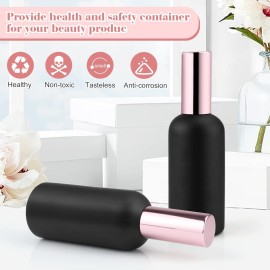 DMuuuDM 6 Pack 3.4 Oz Black Frosted Glass Spray Bottles,Empty Perfume Fine Mist Atomizer,Rose-Golden Pump Head Travel Liquid Holder Containers for Cologne,Essential Oils,Body Sprays-Funnel&Pipette
