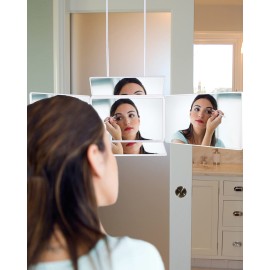 5 Way Mirror for Self Hair Cutting & Shaving - 360 Adjustable Height for Men & Women (White)