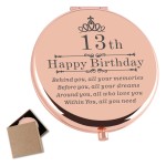 Cawnefil 13th Birthday Gift for Girls Rose Gold Travel Compact Pocket Sweet 13 Years Old Gifts for Daughter Bestie Sister Happy 13th Birthday Gift Ideas for Her Turning to 13th Birthday Present