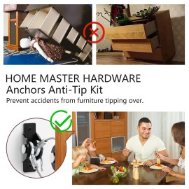 Furniture Anchors Anti-Tip Kit (6 Pack)- Furniture Straps for Baby Proofing, Secure 400 lbs Cabinet Prevent Falling Prevention Strap, Wall Anchor Prevent Child Pet Safety, HOME MASTER HARDWARE.