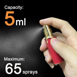 Refillable Perfume Bottle Atomizer for Travel,2Pcs 5ML Empty Perfume Spray Fine Mist,Mini Luxury Leather Refill Pump Case,for Man and Woman (2pcs Black+Red)