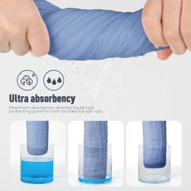 Yoofoss Muslin Burp Cloths for Baby 10 Pack 100% Cotton Baby Washcloths for Boys Girls Large 20\'\'X10\'\' Super Soft and Absorbent Progressive Blue