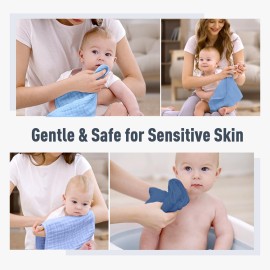 Yoofoss Muslin Burp Cloths for Baby 10 Pack 100% Cotton Baby Washcloths for Boys Girls Large 20\'\'X10\'\' Super Soft and Absorbent Progressive Blue