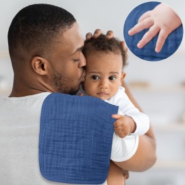 Yoofoss Muslin Burp Cloths for Baby 10 Pack 100% Cotton Baby Washcloths for Boys Girls Large 20\'\'X10\'\' Super Soft and Absorbent Progressive Blue