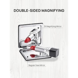 OMIRO 1X/3X Magnifying Mirror, Unique Painting Compact Mirror with Classical PU Leather (Flamingo and Tropical Print)