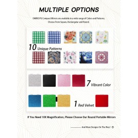 OMIRO 1X/3X Magnifying Mirror, Unique Painting Compact Mirror with Classical PU Leather (Flamingo and Tropical Print)