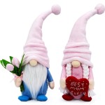 Lovinland Mothers Day Plush Couple Gnomes Decorations for Mom - Best Ever Gifts for Mom Who Have Everything from Daughter Son - Spring Tulips Gnomes Decor