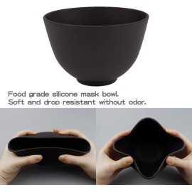 FERCAISH 4Pcs Diy Face Mask Mixing Bowl, Microwavable Silicone Facial Mud Bowl Cosmetic Beauty Tool for Home Salon(Big/Black)