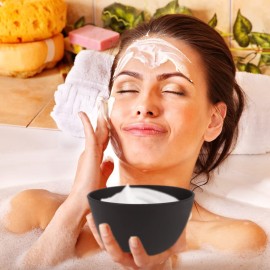 FERCAISH 4Pcs Diy Face Mask Mixing Bowl, Microwavable Silicone Facial Mud Bowl Cosmetic Beauty Tool for Home Salon(Big/Black)