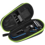 FYY Hard EVA Razor Travel Case, Razor Carrying Case for Men\'s Razor with Mesh Pocket for Razor Blades, Razor Storage Case for Electric Trimmer and Shaver Travel Organizer Carrying Bag Green