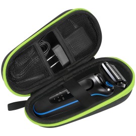 FYY Hard EVA Razor Travel Case, Razor Carrying Case for Men\'s Razor with Mesh Pocket for Razor Blades, Razor Storage Case for Electric Trimmer and Shaver Travel Organizer Carrying Bag Green