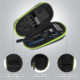 FYY Hard EVA Razor Travel Case, Razor Carrying Case for Men\'s Razor with Mesh Pocket for Razor Blades, Razor Storage Case for Electric Trimmer and Shaver Travel Organizer Carrying Bag Green