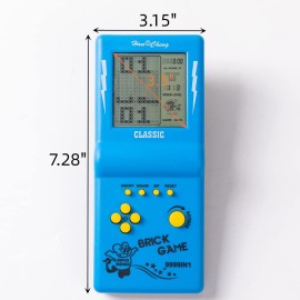 Nbguigdstr Retro Handheld Brick Game Console,Tank/Racing/Building Block Game,3.5-inch Large Screen,Built-in 23 Games(Blue)