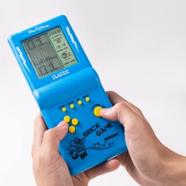Nbguigdstr Retro Handheld Brick Game Console,Tank/Racing/Building Block Game,3.5-inch Large Screen,Built-in 23 Games(Blue)
