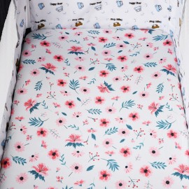 Tontukatu Bassinet Sheet Set 3 Pack (32 x 19) Compatible with Mika Micky, Baby Delight, Dream On Me Bassinet Mattress, Jersey Knit Ultra Soft Flexible for Baby Girls,Floral,Grey Rabbit & Pink