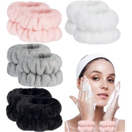 Taocar 8pcs Wrist Bands for Washing Face, Absorbent Face Washing Wristbands, Microfiber Women\'s Spa Wrist Towels, Stretchy Wash Band for Man Children, Prevent Water from Spilling Down Your Arms