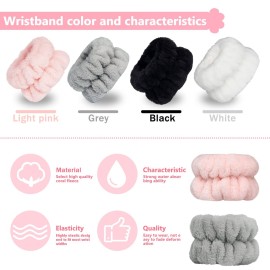 Taocar 8pcs Wrist Bands for Washing Face, Absorbent Face Washing Wristbands, Microfiber Women\'s Spa Wrist Towels, Stretchy Wash Band for Man Children, Prevent Water from Spilling Down Your Arms