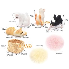 iland Cat Figurines,1/12 Scale Dollhouse Accessories,Realistic Mini Cat for Doll House Decor & Cake Toppers