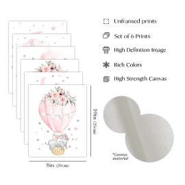 Canssape Elephant Nursery Wall Decor Set of 6 Baby Girl Room Decor for Nursery 8x10 Pink Flowers Wall Art Prints | Dream Big Little One | Nursery Wall Art Girl Room Wall Decor(Unframed)