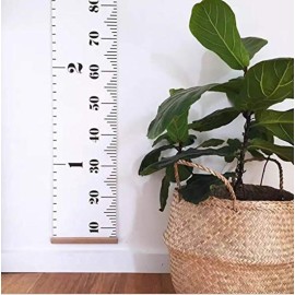 Rosymormor Baby Growth Height Chart, 79 x 7.9 Hanging Ruler Wall Decals for Kids Boys Girls, Canvas and Wood Removable Measure Wall Ruler for Children (White)