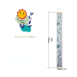 Rosymormor Baby Growth Height Chart, 79 x 7.9 Hanging Ruler Wall Decals for Kids Boys Girls, Canvas and Wood Removable Measure Wall Ruler for Children (White)