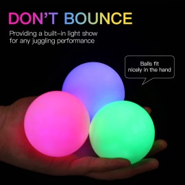 POITOI LED Juggling Balls - Light Up, Glow in Dark, USB Rechargeable, 105g/3.9oz