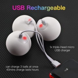 POITOI LED Juggling Balls - Light Up, Glow in Dark, USB Rechargeable, 105g/3.9oz