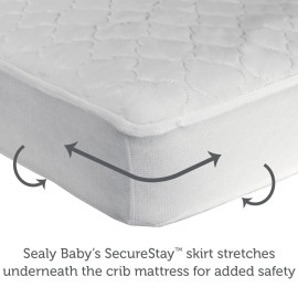 Sealy Baby Antimicrobial Fitted Waterproof Infant Crib Mattress Protector Pad and Toddler Bed Cover, Designed to Neutralize Odors, Machine Washable and Dryer Friendly, 52 x 28- White