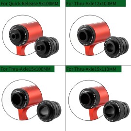 MUQZI Quick Release Fork Mount, Bike Car Roof Mount Rack Road Bicycle Fork Block Thru Axle Wheel Holder, Truck Bed Fork Mount with Installation Adapters MTB Tire Holder Rack Mount, Red