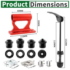 MUQZI Quick Release Fork Mount, Bike Car Roof Mount Rack Road Bicycle Fork Block Thru Axle Wheel Holder, Truck Bed Fork Mount with Installation Adapters MTB Tire Holder Rack Mount, Red