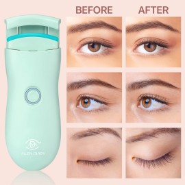 Heated Eyelash Curlers, Electric Eyelash Curler USB Rechargeable Small Travel Eyelash Curler for Quick Natural Curling and Long Lasting, 2 Heating Modes Lash Curling Tool for Women