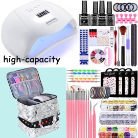 Quoyiyo Nail Polish Organizer Case Hold 42 Bottles (15 ml) and Nail Lamp, Double Layer Storage Case with Adjustable Dividers for nail Supplies