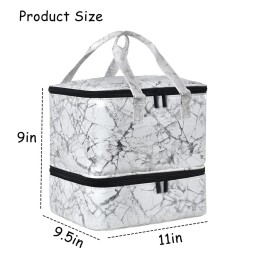 Quoyiyo Nail Polish Organizer Case Hold 42 Bottles (15 ml) and Nail Lamp, Double Layer Storage Case with Adjustable Dividers for nail Supplies