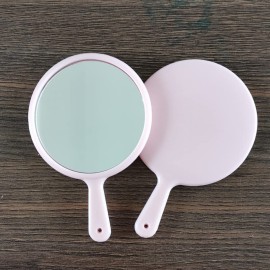 lasenersm 3 Pieces Small Hand Mirror with Handle Portable Makeup Mirror Round Cosmetic Mirror Travel Makeup Mirror Cute Hand Mirror Handheld Mirror for Travel Daily Use, Pink