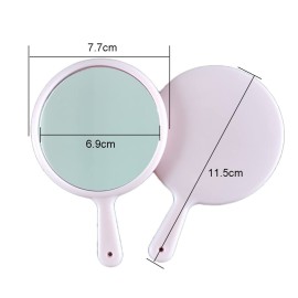 lasenersm 3 Pieces Small Hand Mirror with Handle Portable Makeup Mirror Round Cosmetic Mirror Travel Makeup Mirror Cute Hand Mirror Handheld Mirror for Travel Daily Use, Pink